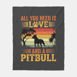 Pitbull Love Retro Sunset Dog Fleece Blanket