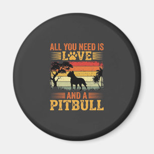 Pitbull Love Retro Sunset Dog Magnet