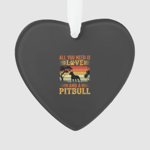 Pitbull Love Retro Sunset Dog Ornament
