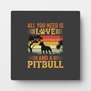 Pitbull Love Retro Sunset Dog Plaque