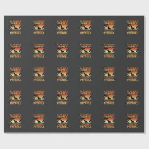 Pitbull Love Retro Sunset Dog Wrapping Paper