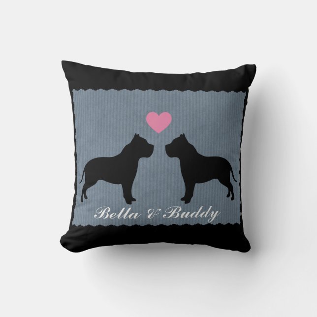 Pitbull Love Silhouette Cushion (Front)