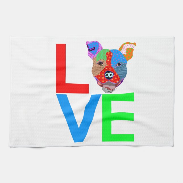 Pitbull Love Tea Towel (Horizontal)