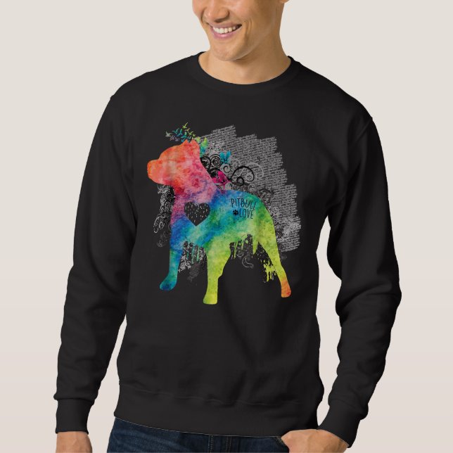 Pitbull Love Watercolor Zen  Pit Bull Sweatshirt (Front)