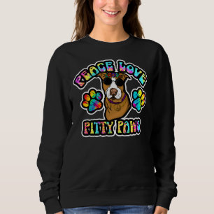 Pitbull Lover Peace Love Pitty Paws Cute Tie Dye H Sweatshirt