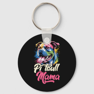 Pitbull Mama Colourful Pittie Mum Mothers Day Dog Key Ring