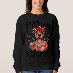 Pitbull Mama Florals Cute Dog Mum Mother's Day 2 Sweatshirt