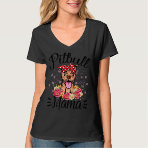 Pitbull Mama Florals Cute Dog Mum Mother's Day 2 T-Shirt