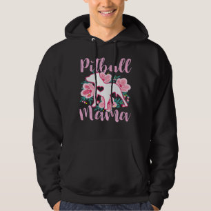 Pitbull Mama Pink Flowers Cute Pit Bull Pretty Mum Hoodie