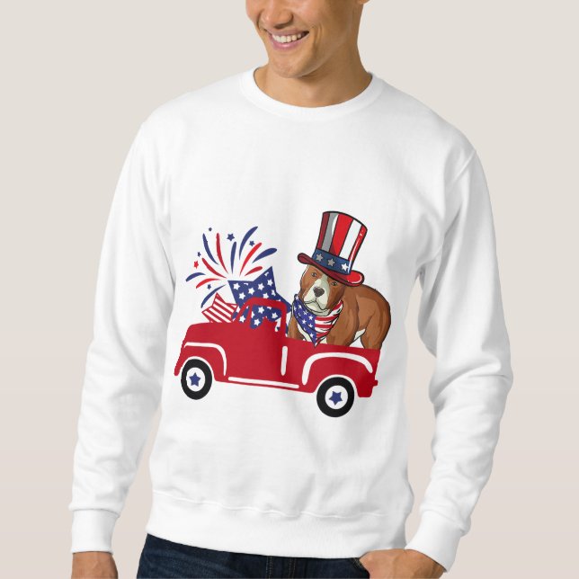 pitbull matching independence day american flag  sweatshirt (Front)