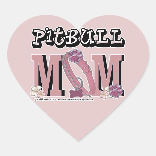 Pitbull MOM Heart Sticker (Front)