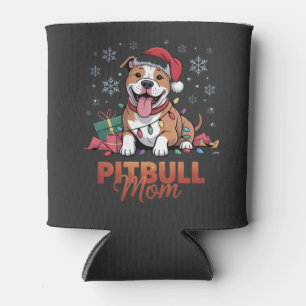 Pitbull Mum Christmas Santa Hat Pitbull Dog Mum  Can Cooler