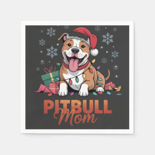 Pitbull Mum Christmas Santa Hat Pitbull Dog Mum Napkin