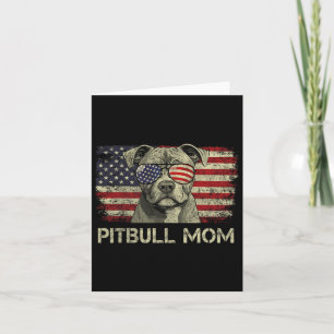 Pitbull Mum Dog Lovers American Flag 4th Of July Card