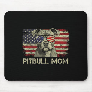 Pitbull Mum Dog Lovers American Flag 4th Of July Mouse Pad