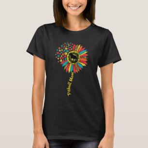 Pitbull Mum Dog Sunflower Paw Leopard Print T-Shirt