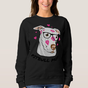 Pitbull Mum Kisses Wearing Glasses Sweatshirt
