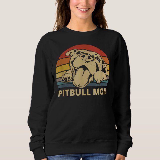Pitbull Mum With Cute Pitty Face Funny Pitbull Mum Sweatshirt (Front)