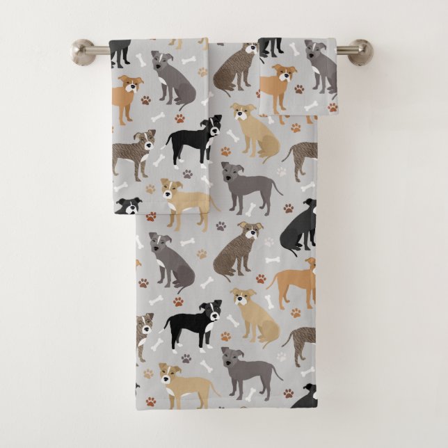 Pitbull Paws and Bones Bath Towel Set (Insitu)