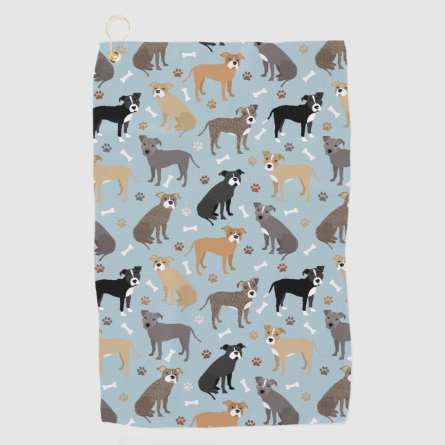Pitbull Paws and Bones Golf Towel (Front)