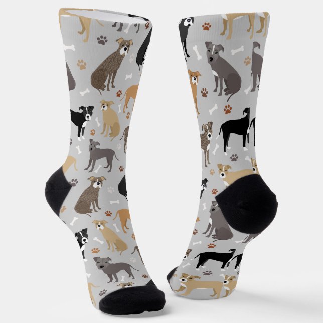 Pitbull Paws and Bones Socks (Angled)