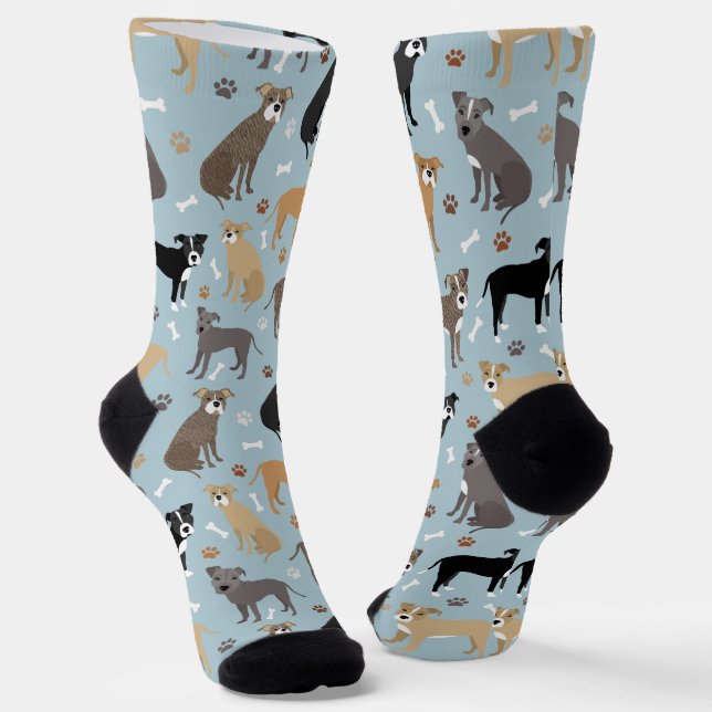 Pitbull Paws and Bones Socks (Angled)