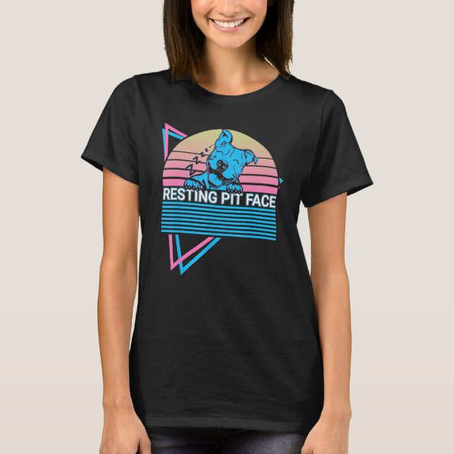 Pitbull Pit Bull Retro Resting Pit Face T-Shirt (Front)