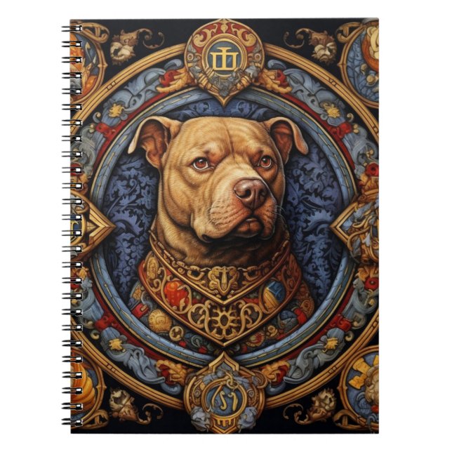 Pitbull " Pittie " Heraldic Mediaeval Notebook (Front)