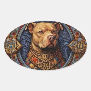 Pitbull " Pittie " Heraldic Mediaeval Sticker