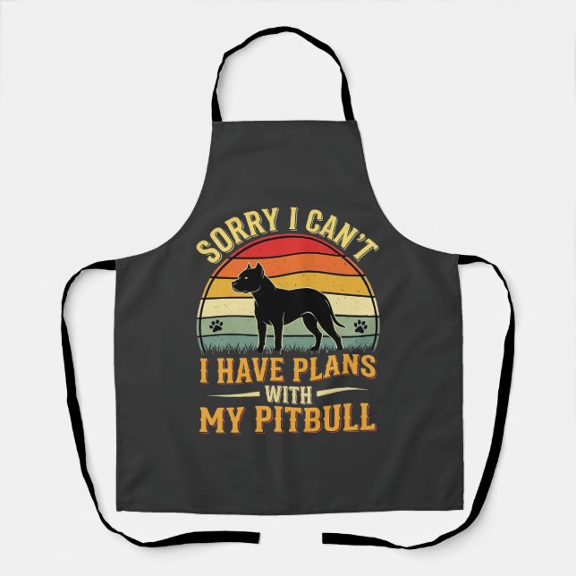 Pitbull Plans Vintage Sunset Dog Lover Apron (Front)