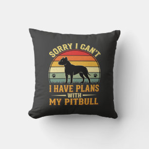 Pitbull Plans Vintage Sunset Dog Lover Cushion