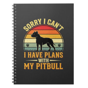 Pitbull Plans Vintage Sunset Dog Lover Notebook