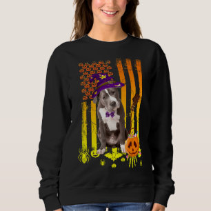Pitbull Pumpkin American Flag Halloween Dog Sweatshirt
