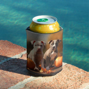Pitbull Puppy Autumn Delight Pumpkin Can Cooler