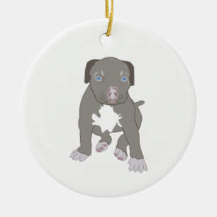 Pitbull Puppy Ceramic Tree Decoration