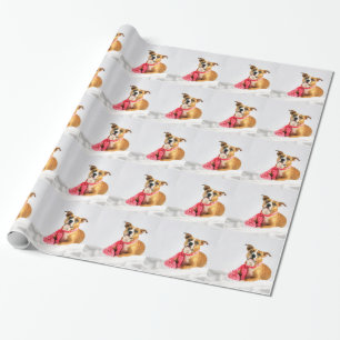 Pitbull Puppy Love in Pink Wrapping Paper