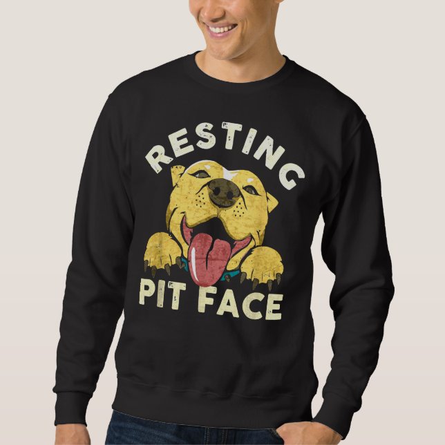 Pitbull Puppy Resting Pit Face Funny Distressed Do Sweatshirt (Front)
