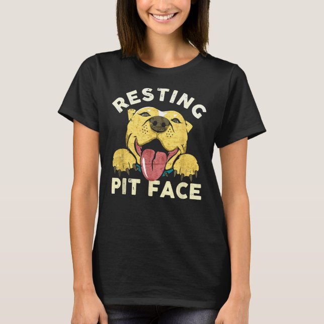 Pitbull Puppy Resting Pit Face Funny Distressed Do T-Shirt (Front)