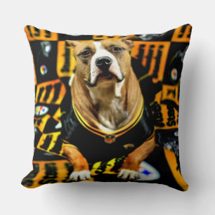 Pitbull Rescue Dog Football Fanatic Cushion