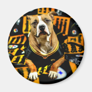 Pitbull Rescue Dog Football Fanatic Magnet