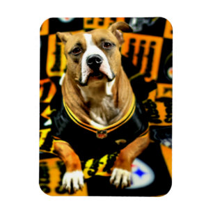 Pitbull Rescue Dog Football Fanatic Magnet
