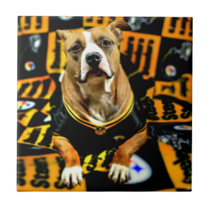 Pitbull Rescue Dog Football Fanatic Tile