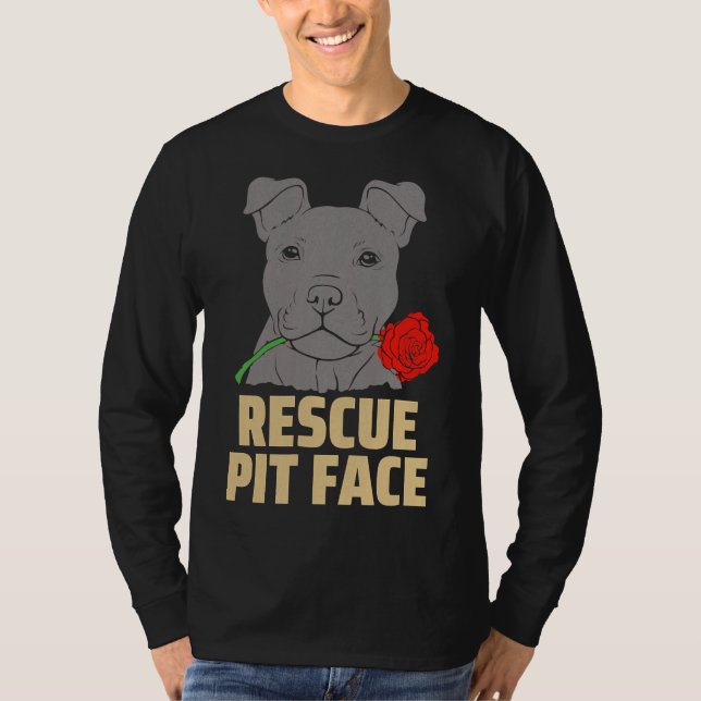 Pitbull Rescue Pit Face Funny Cute T-Shirt (Front)