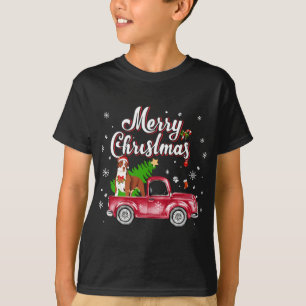 Pitbull Rides Red Truck Christmas Pajama T-Shirt