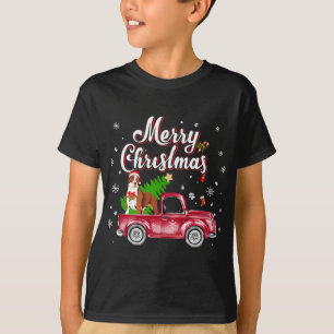 Pitbull Rides Red Truck Christmas Pajama T-Shirt