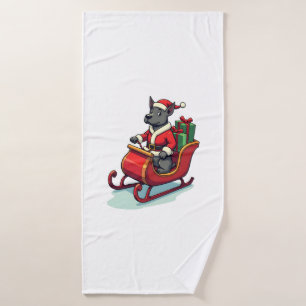 Pitbull Santa Ride Bath Towel