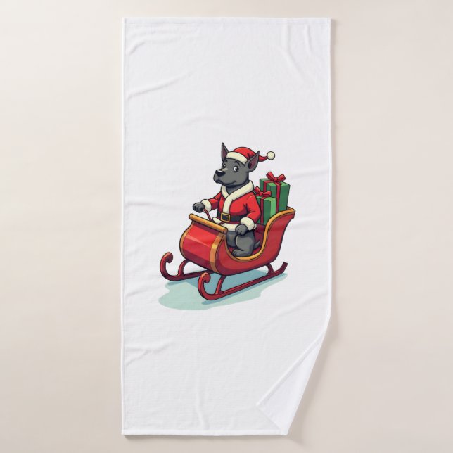 Pitbull Santa Ride Bath Towel (Bath Towel)
