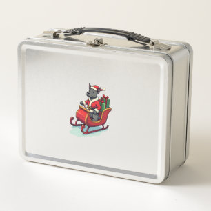 Pitbull Santa Ride Metal Lunch Box