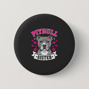 Pitbull Sister Dog Lover Vector Design 6 Cm Round Badge