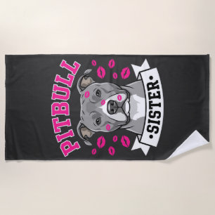 Pitbull Sister Dog Lover Vector Design Beach Towel